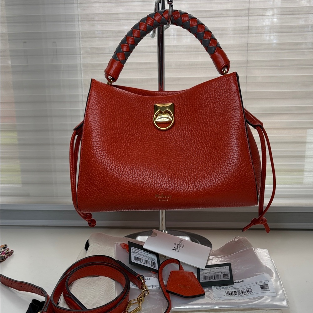 Mulberry Small Iris Coral Heavy Grain  Leather Bag